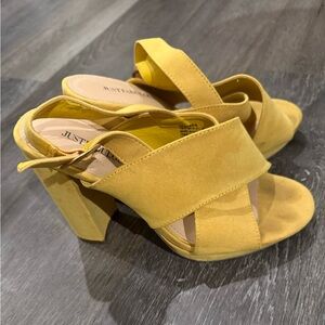 Just Fab Faux Suede Criss Cross Chunky Heel